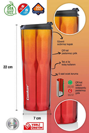 Cooker 0,500 ml Çift Kat Paslanmaz Çelik Özel Diamond Serisi 500 ml Termos ( Çay Kahve Piknik Kamp Outdoor Ofis Otel Kafe Okul )