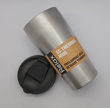 SS THERMOS MUG 400 ML PASLANMAZ ÇELİK TERMOS BASIK MODEL GRİ