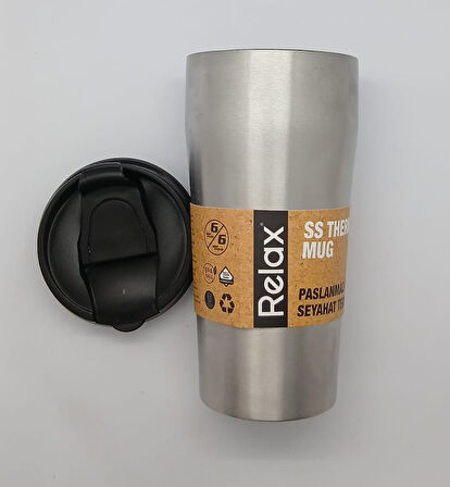 SS THERMOS MUG 400 ML PASLANMAZ ÇELİK TERMOS BASIK MODEL GRİ