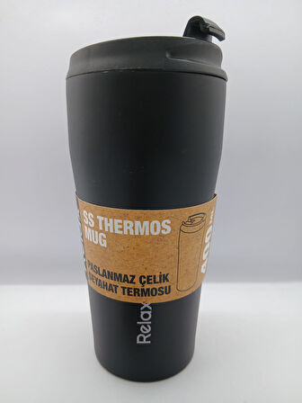 SS THERMOS MUG 400 ML PASLANMAZ ÇELİK TERMOS BASIK MODEL SİYAH
