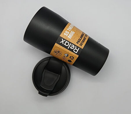 SS THERMOS MUG 400 ML PASLANMAZ ÇELİK TERMOS BASIK MODEL SİYAH