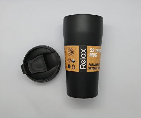 SS THERMOS MUG 400 ML PASLANMAZ ÇELİK TERMOS BASIK MODEL SİYAH