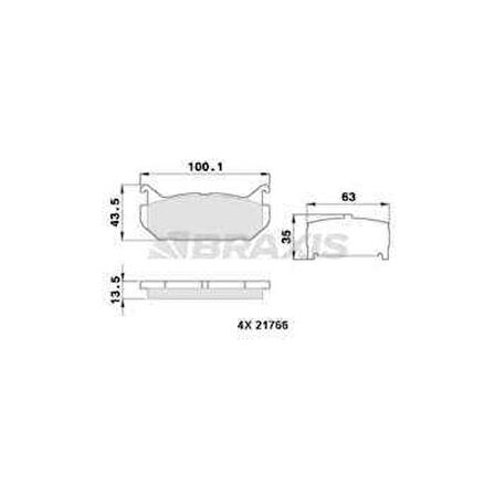 Mazda Arka Fren Balatası Mazda 626 Fs 2.0 92>97 - Braxıs Aa0335