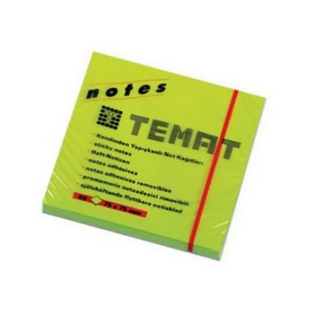 Temat Yapışkanlı Not Kağıt 50X75 Mm Fosforlu Yeşil (12 Li Paket)