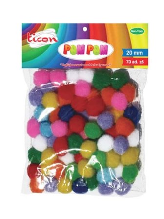 Ticon Ponpon Renkli 20Mm 70Li - 3 paket