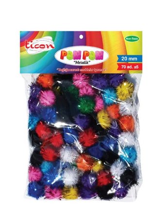 Ticon Metalik Simli Ponpon 20Mm 70Li - 2 paket