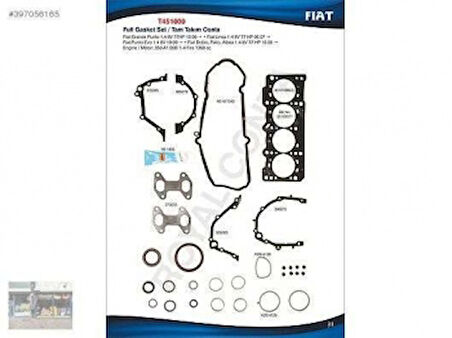 Fiat Motor Takım Contası Raınz Keceli Ve Subap Lastıklı Punto Palıo Albea Linea 1,4 8v 77ps - Royal T451000