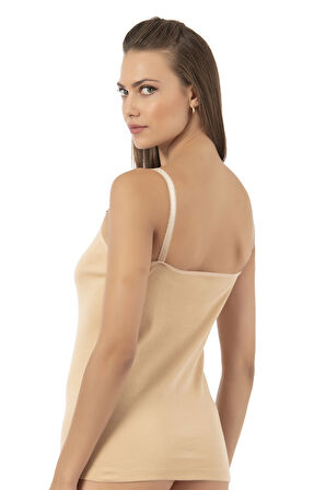 Özkan 0110 Kadın Ribana %100 Pamuklu Güpürlü Esnek Rahat İnce Askılı Atlet