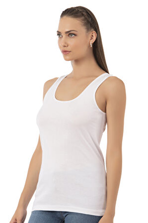 Özkan 0111 Kadın %100 Pamuklu Ribana Esnek Rahat Biyeli Kalın Askılı Örme Atlet