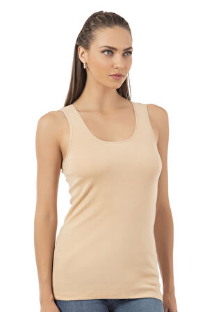 Özkan 0111 Kadın %100 Pamuklu Ribana Esnek Rahat Biyeli Kalın Askılı Örme Atlet