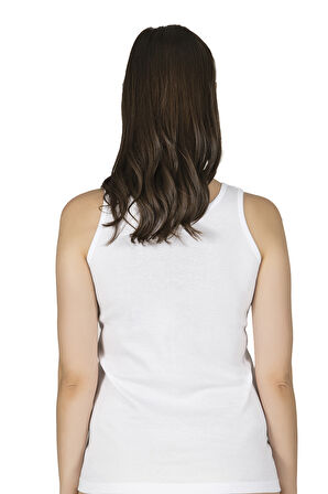 Özkan 0156 Kadın Ribana Pamuklu Güpürlü Kendinden Biyeli Kalın Askılı Atlet 