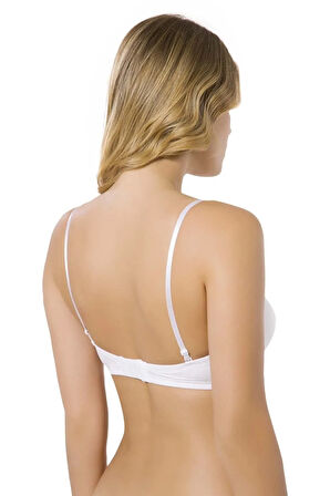 Micro Kaplı Straplez Boş Kap Sütyen Beyaz | 7035