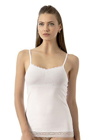 Özkan 24186 Kadın Pamuklu Likralı Süprem Dantel Kuplu İnce Askılı Atlet