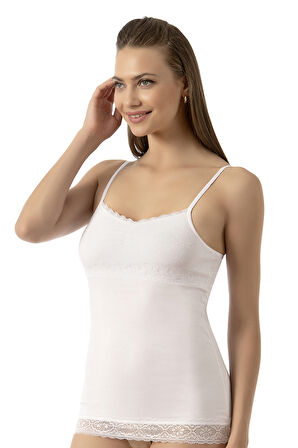 Özkan 24186 Kadın Pamuklu Likralı Süprem Dantel Kuplu İnce Askılı Atlet