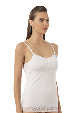 Özkan 24186 Kadın Pamuklu Likralı Süprem Dantel Kuplu İnce Askılı Atlet