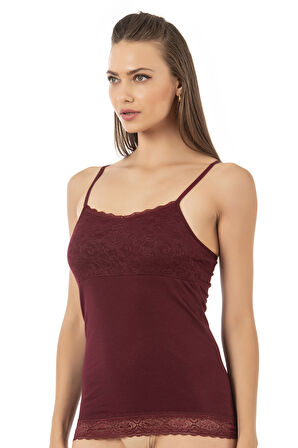 Özkan 24186 Kadın Pamuklu Likralı Süprem Dantel Kuplu İnce Askılı Atlet