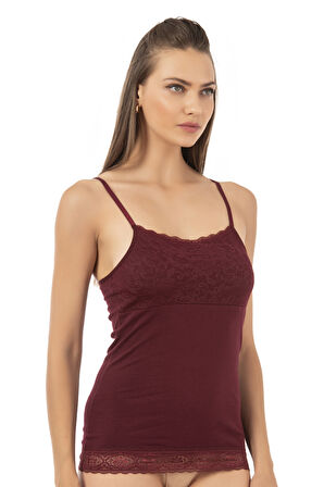 Özkan 24186 Kadın Pamuklu Likralı Süprem Dantel Kuplu İnce Askılı Atlet