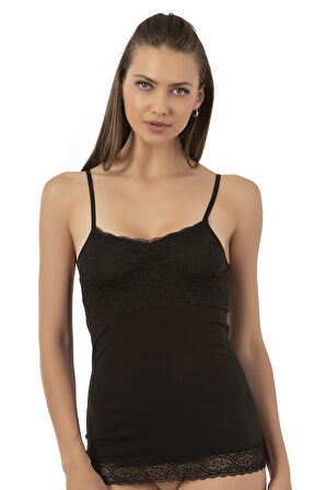 Özkan 24186 Kadın Pamuklu Likralı Süprem Dantel Kuplu İnce Askılı Atlet