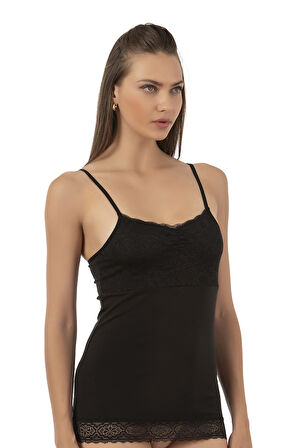 Özkan 24186 Kadın Pamuklu Likralı Süprem Dantel Kuplu İnce Askılı Atlet