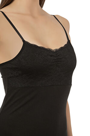 Özkan 24186 Kadın Pamuklu Likralı Süprem Dantel Kuplu İnce Askılı Atlet