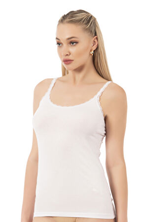 Özkan 24675 Kadın Modal Pamuklu İnce Askılı Dantelli Atlet