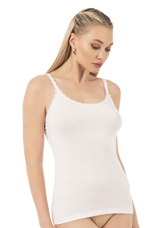 Özkan 24675 Kadın Modal Pamuklu İnce Askılı Dantelli Atlet