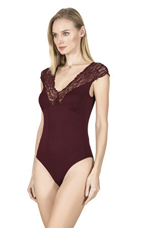 Özkan 24204 Kadın Pamuklu Likralı Dantelli Süprem Kancalı Çıtçıtlı Body