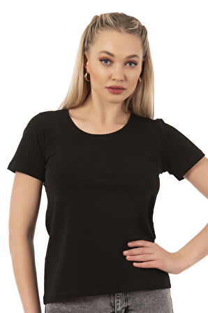 Özkan 25284 Kadın Pamuklu Kısa Kollu Bisiklet Yaka Esnek Rahat Fanila T-Shirt