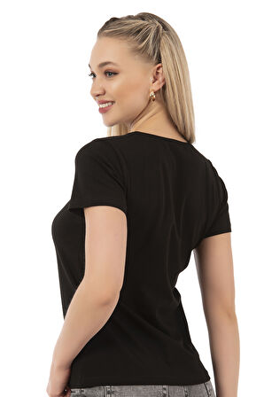 Özkan 25284 Kadın Pamuklu Kısa Kollu Bisiklet Yaka Esnek Rahat Fanila T-Shirt