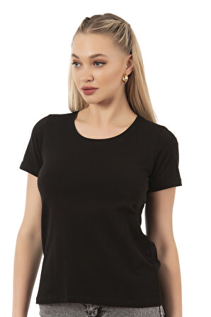 Özkan 25284 Kadın Pamuklu Kısa Kollu Bisiklet Yaka Esnek Rahat Fanila T-Shirt