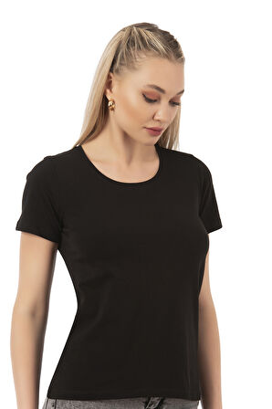 Özkan 25284 Kadın Pamuklu Kısa Kollu Bisiklet Yaka Esnek Rahat Fanila T-Shirt