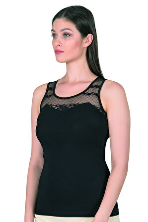 Özkan 24185 Kadın Pamuklu Likralı Dantelli Robalı Süprem Atlet