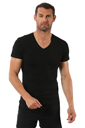 Özkan 0273 Erkek V Yaka Yarım Kol Pamuklu Tişört Fanila 