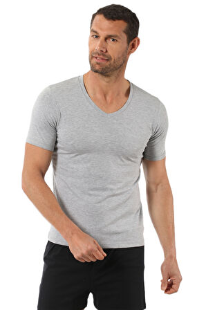 Özkan 0273 Erkek V Yaka Yarım Kol Pamuklu Tişört Fanila 