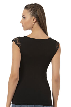 Özkan 25430 Kadın Pamuklu Modal Saten Esnek Rahat Yaka Dantelli Atlet