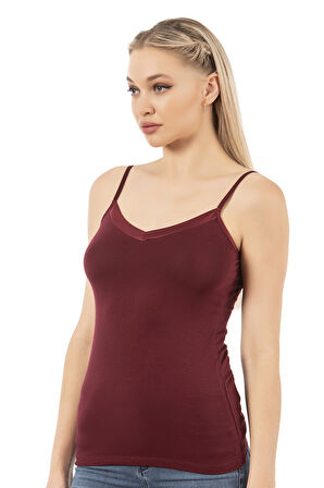 Özkan 25217 Kadın İnce Askılı Viskon Esnek Yumuşak Saten Yaka Atlet