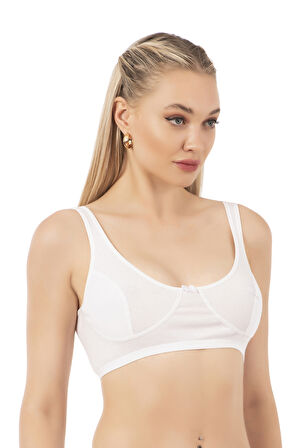 Özkan 0564 Kadın %100 Pamuklu Ribana Boş Kap Desteksiz Telsiz Balensiz Kalın Askılı Yarım Atlet Sütyen