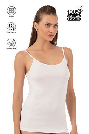 Özkan 0107 Kadın %100 Pamuklu Ribana Esnek Rahat İp Askılı Örme Atlet