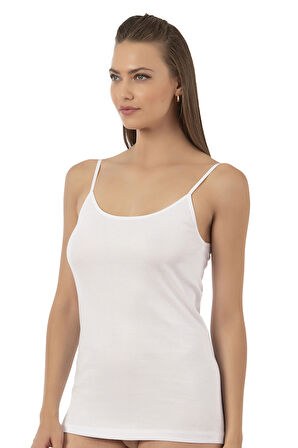 Özkan 0107 Kadın %100 Pamuklu Ribana Esnek Rahat İp Askılı Örme Atlet