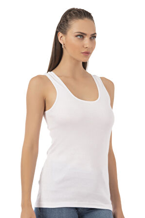 Özkan 0111 Kadın %100 Pamuklu Ribana Esnek Rahat Biyeli Kalın Askılı Örme Atlet