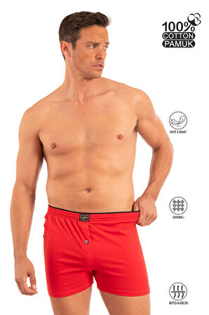 Özkan 0041 Erkek %100 Pamuklu Şardonlu Klasik Rahat Kesim Havlu Bel Süprem Penye Boxer