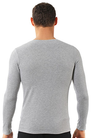 Özkan 0266 Erkek Penye Likralı Pamuklu Yuvarlak Yaka Uzun Kol Tişört Fanila 