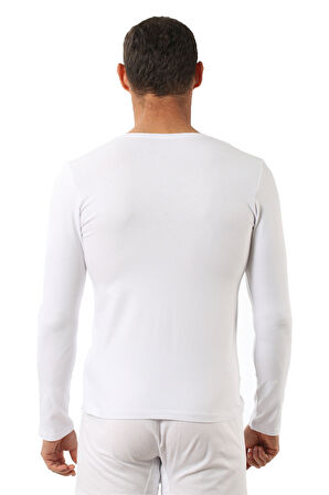 Özkan 0274 Erkek Penye Likralı Pamuklu V Yaka Uzun Kol Tişört Fanila 