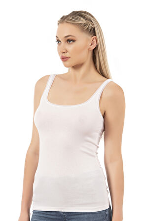 Özkan 25493 Kadın Premium Kumaş Modal Pamuklu Likralı Tül Biyeli Kalın Askılı Atlet