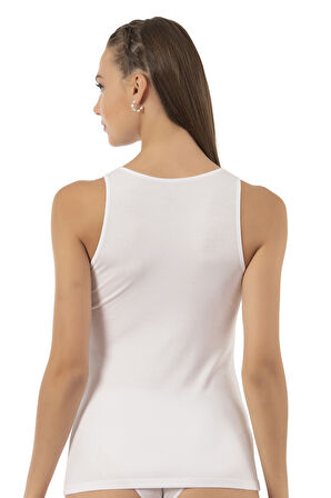 Özkan 25594 Kadın Pamuklu Modal Önü Dantel Detaylı Esnek Rahat Kalın Askılı Atlet