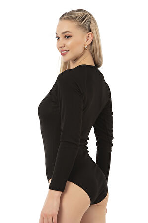 Özkan 24200 Kadın Termal Uzun Kollu Yuvarlak Yaka Kancalı Çıtçıtlı Body