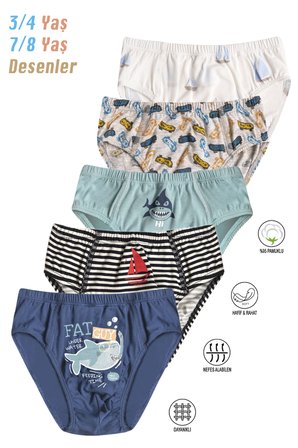 Özkan 31801 5'li Paket Erkek Çocuk Karışık Renkli Desenli Pamuklu Yumuşak Rahat Slip Külot