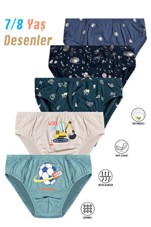 Özkan 31801 5'li Paket Erkek Çocuk Karışık Renkli Desenli Pamuklu Yumuşak Rahat Slip Külot