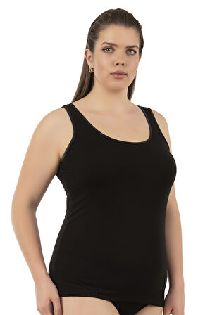 Özkan 25922 Kadın Viskon Esnek Yumuşak Kalın Askılı Yuvarlak Yaka Büyük Beden Örme Atlet