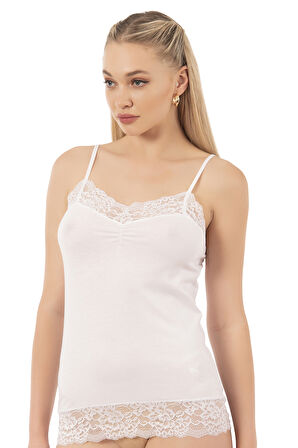 Özkan 25531 Kadın Pamuklu Modal Esnek Rahat Dantel Detaylı İnce Askılı Atlet